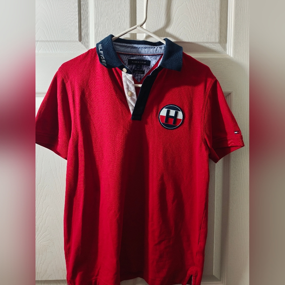 Tommy Hilfiger Red Polo Shirt Slim Fit With logo H for Men (M)